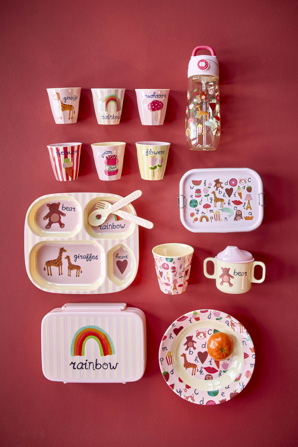 Baby Geschirr Set/ Pink ABC Print