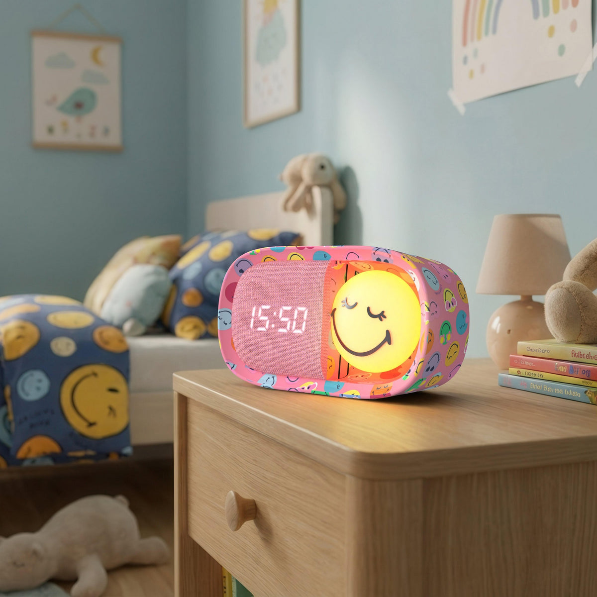 Dreamy Clock Smiley - Wecker und Nachtlicht  Rosa
