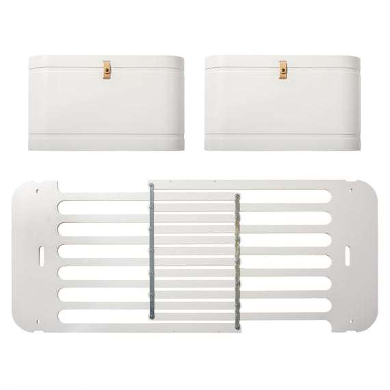 Wood Mini+ Geschwisterset (Ergänzung f. Mini+ Babybett inkl. Umbauset Juniorbett weiß/ Eiche