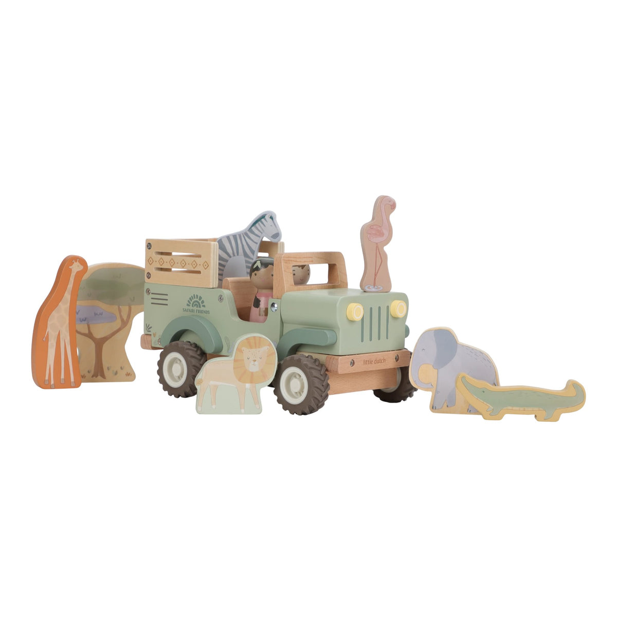 Holz-Safariauto mit Tieren